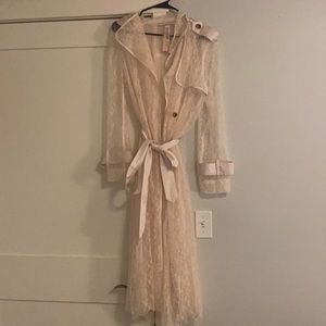 Brand new never worn white lace trench coat Victoria’s Secret